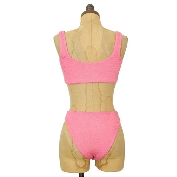 NWOT Naked Wardrobe Barbie Bubblegum Pink Smocked 2 Piece Bikini sz Large - Picture 6 of 11